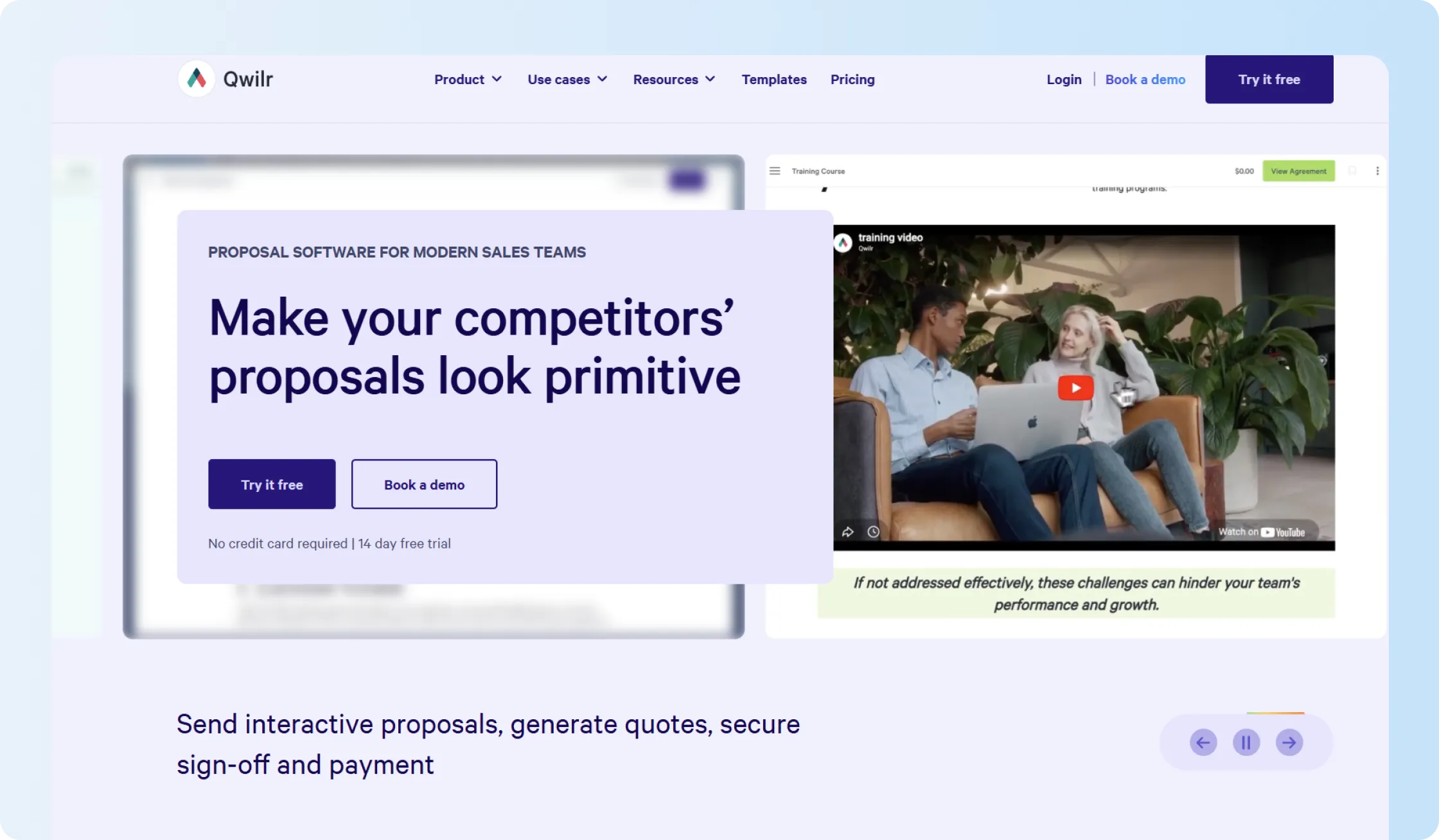 Qwilr web proposal with interactive pricing and acceptance