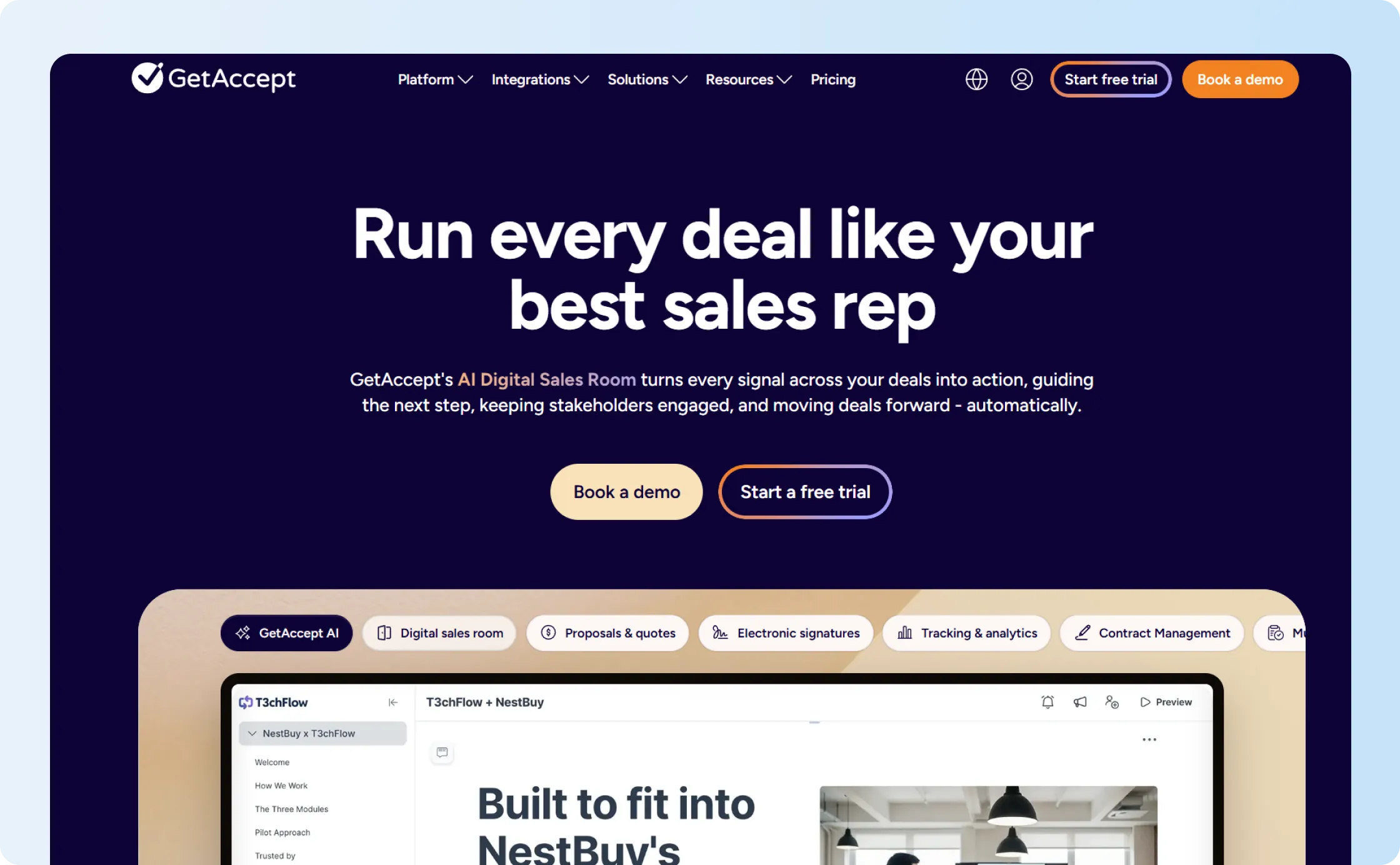 GetAccept digital sales room with proposal content and eSignature
