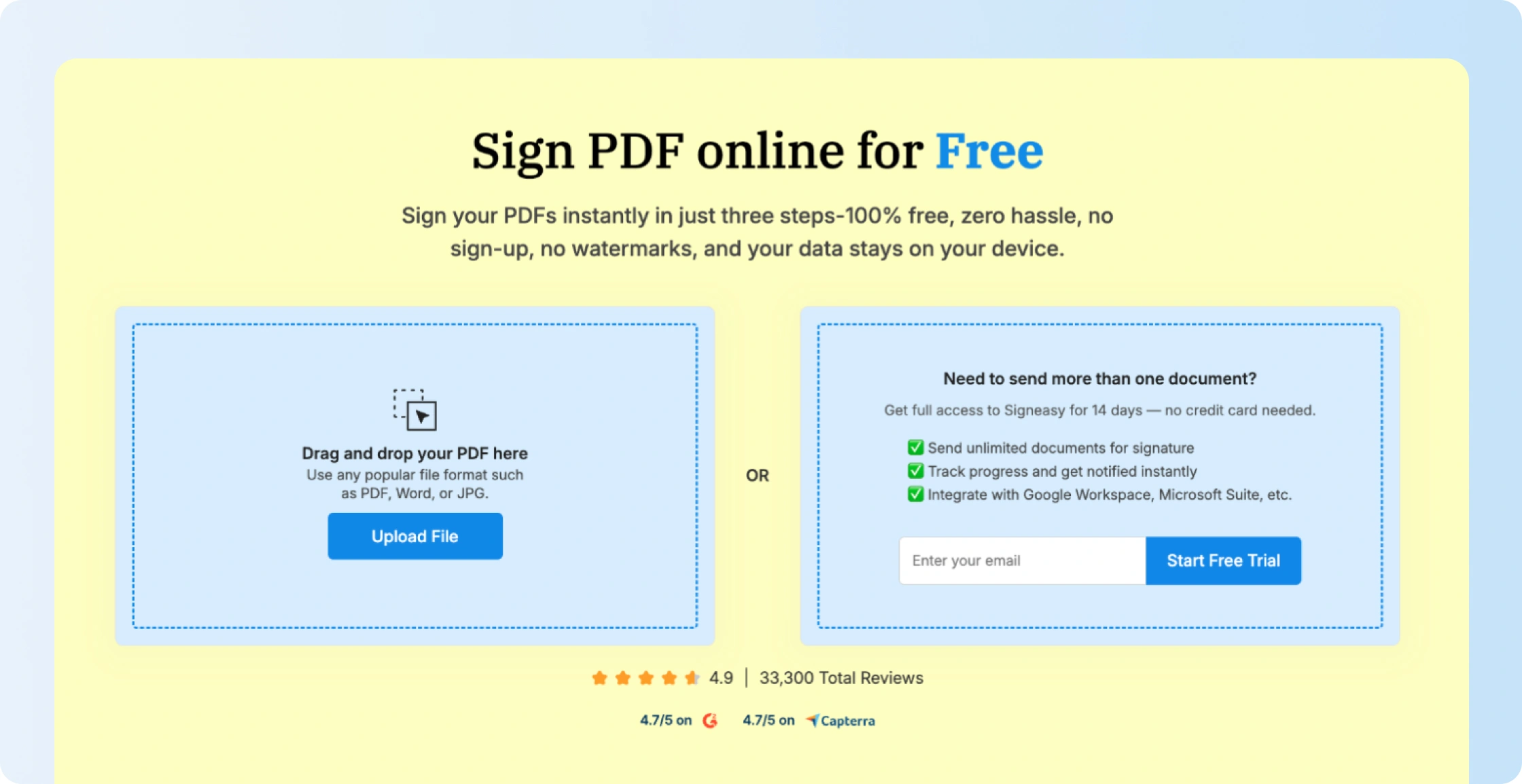 Quickly sign your finished PDF online with Signeasy