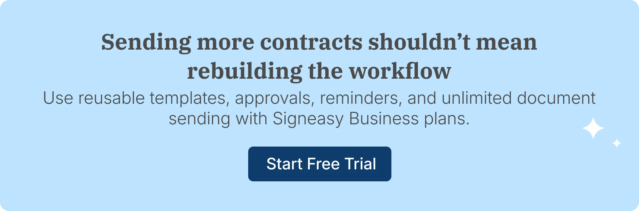 Signeasy banner highlighting reusable templates, approvals, and reminders