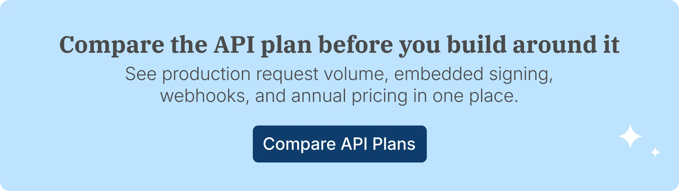 Signeasy API plans banner for comparing webhooks and production requests