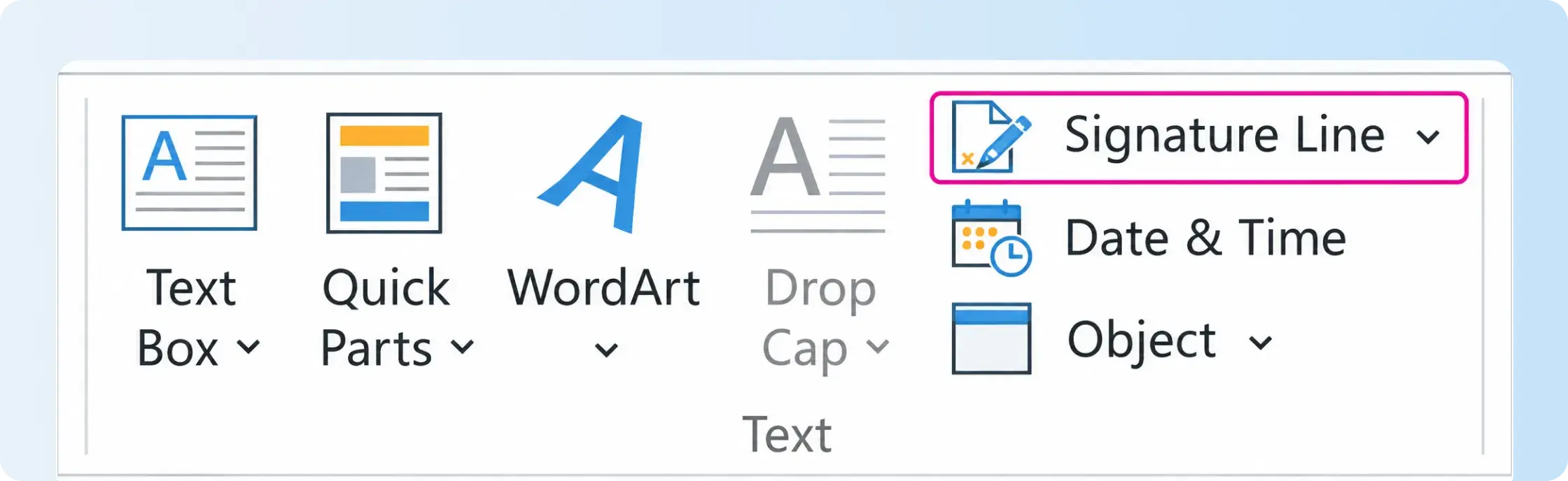 Word Signature Line command to insert signature in Word with certificate-backed signing