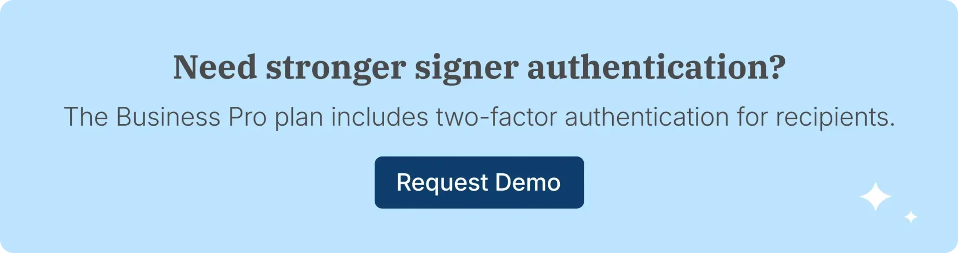 Signeasy Business Pro banner promoting recipient two-factor authentication.