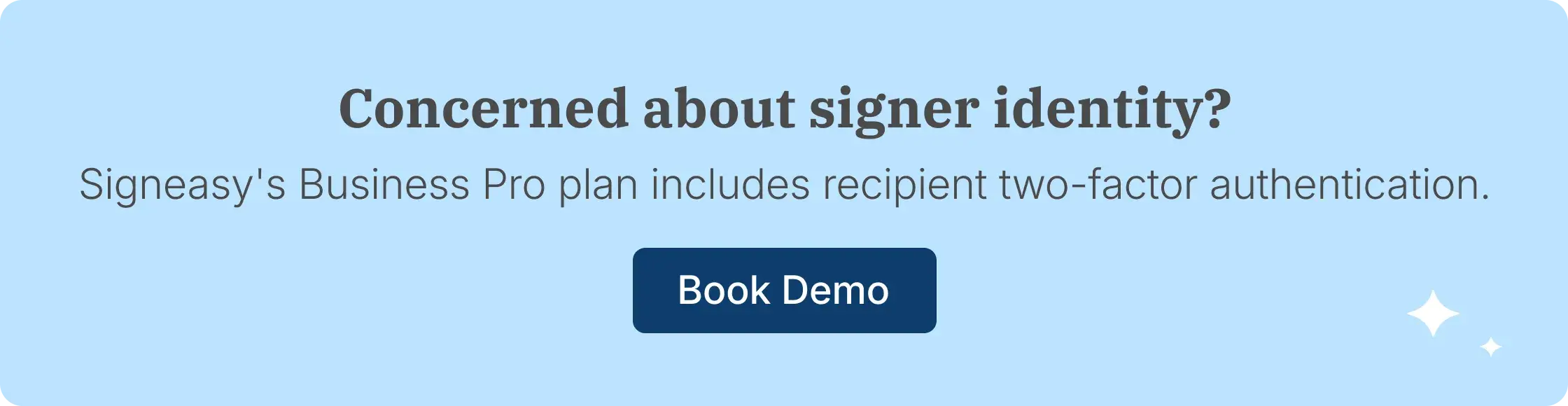 Signeasy Business Pro banner promoting recipient two-factor authentication.