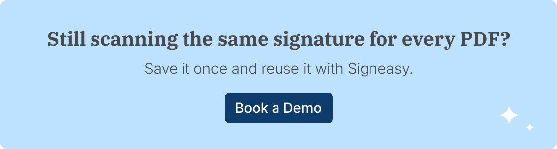 Signeasy saved signature ready to use in another PDF