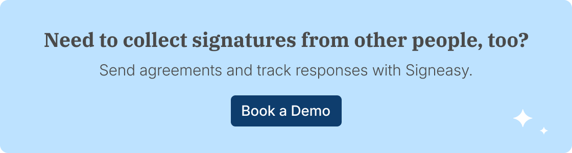 Signeasy dashboard showing pending and completed signature requests