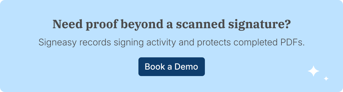 Signeasy signed PDF with audit trail and document integrity protection