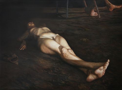 Roberto Fontana, „Warten auf ...“, 2020, Öl/Lw., 91 x 124 cm. Foto: Impero