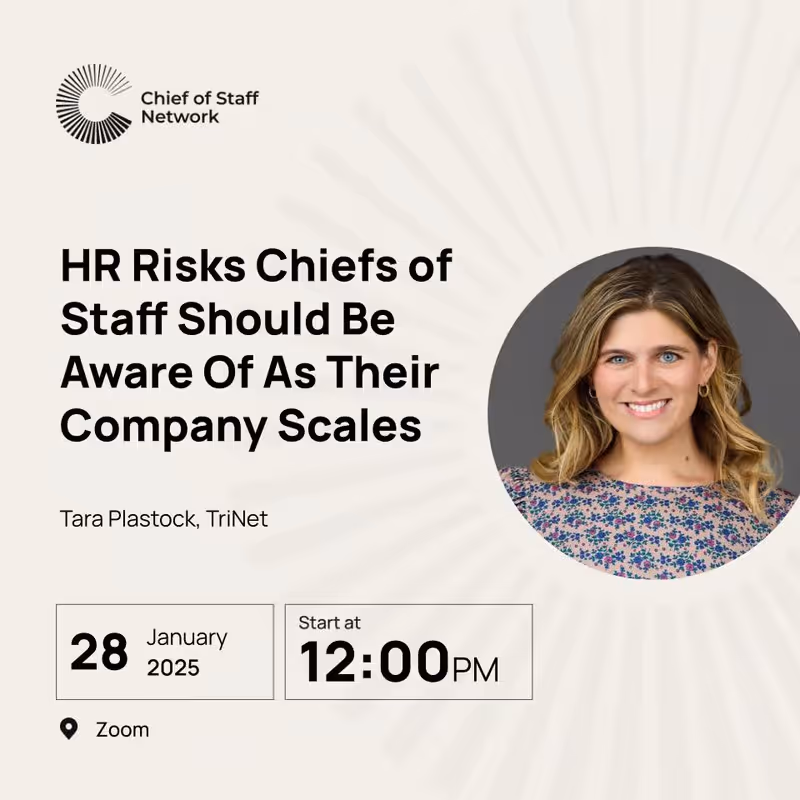 HR Risks Chiefs of Staff Should Be Aware Of (Tues Jan 28th)
