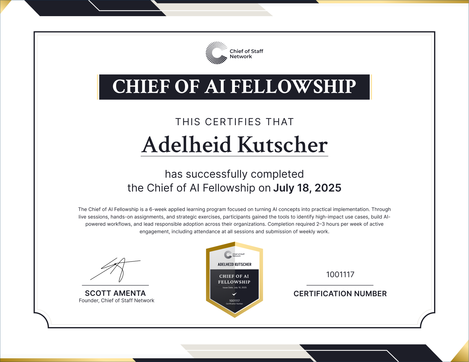 Chief of AI Fellowship (Adelheid Kutscher)