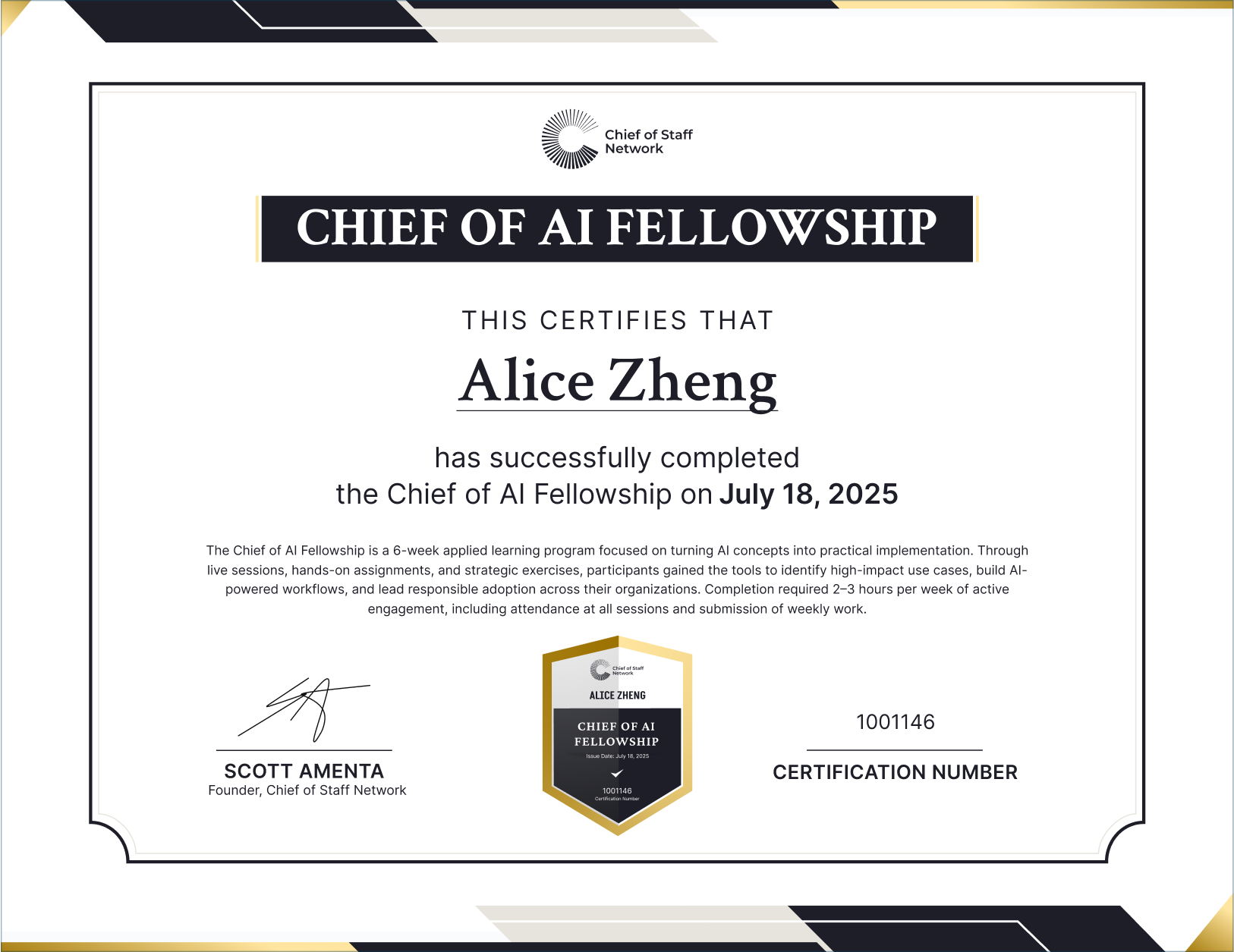 Chief of AI Fellowship (Alice Zheng)