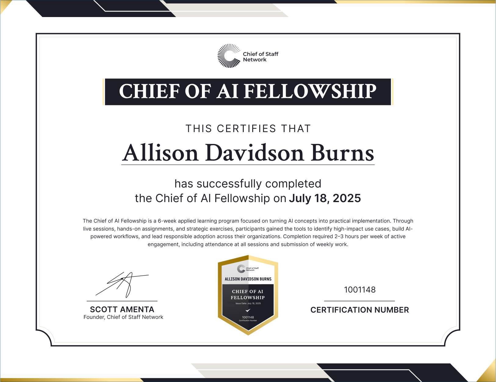 Chief of AI Fellowship (Allison Davidson Burns)