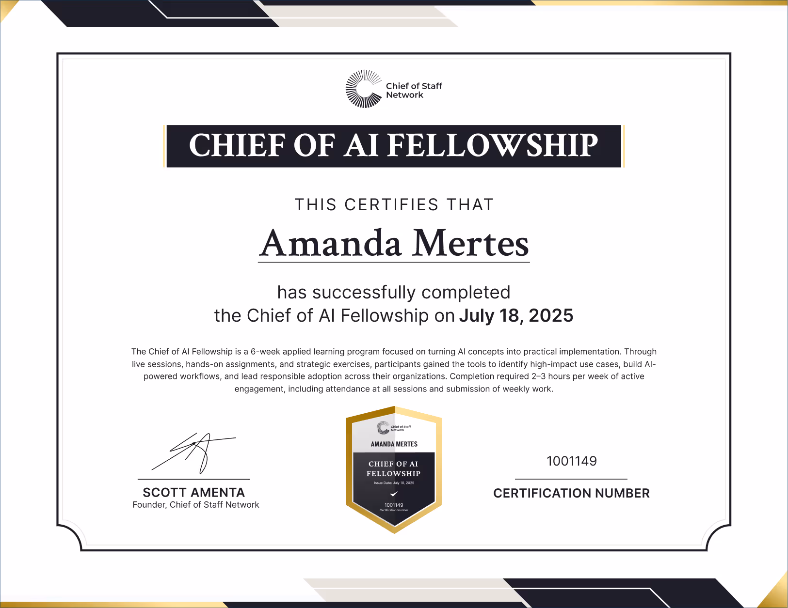 Chief of AI Fellowship (Amanda Mertes)