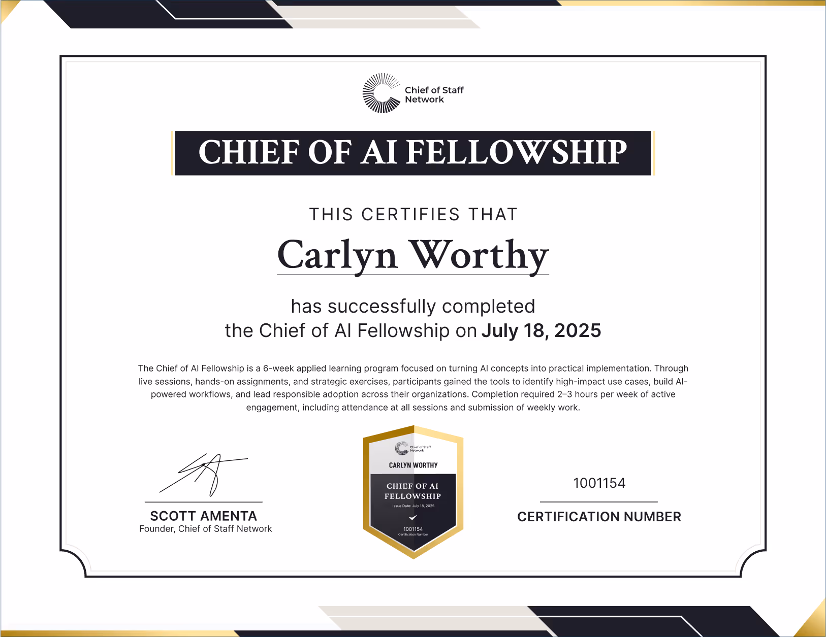 Chief of AI Fellowship (Carlyn Worthy)