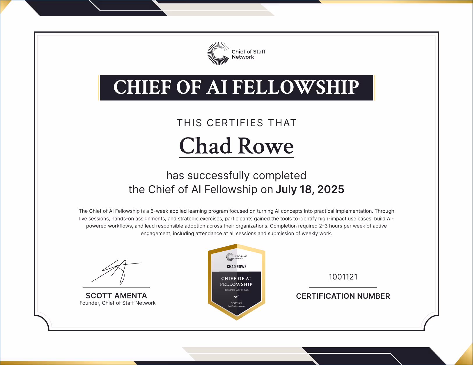 Chief of AI Fellowship (Chad Rowe)