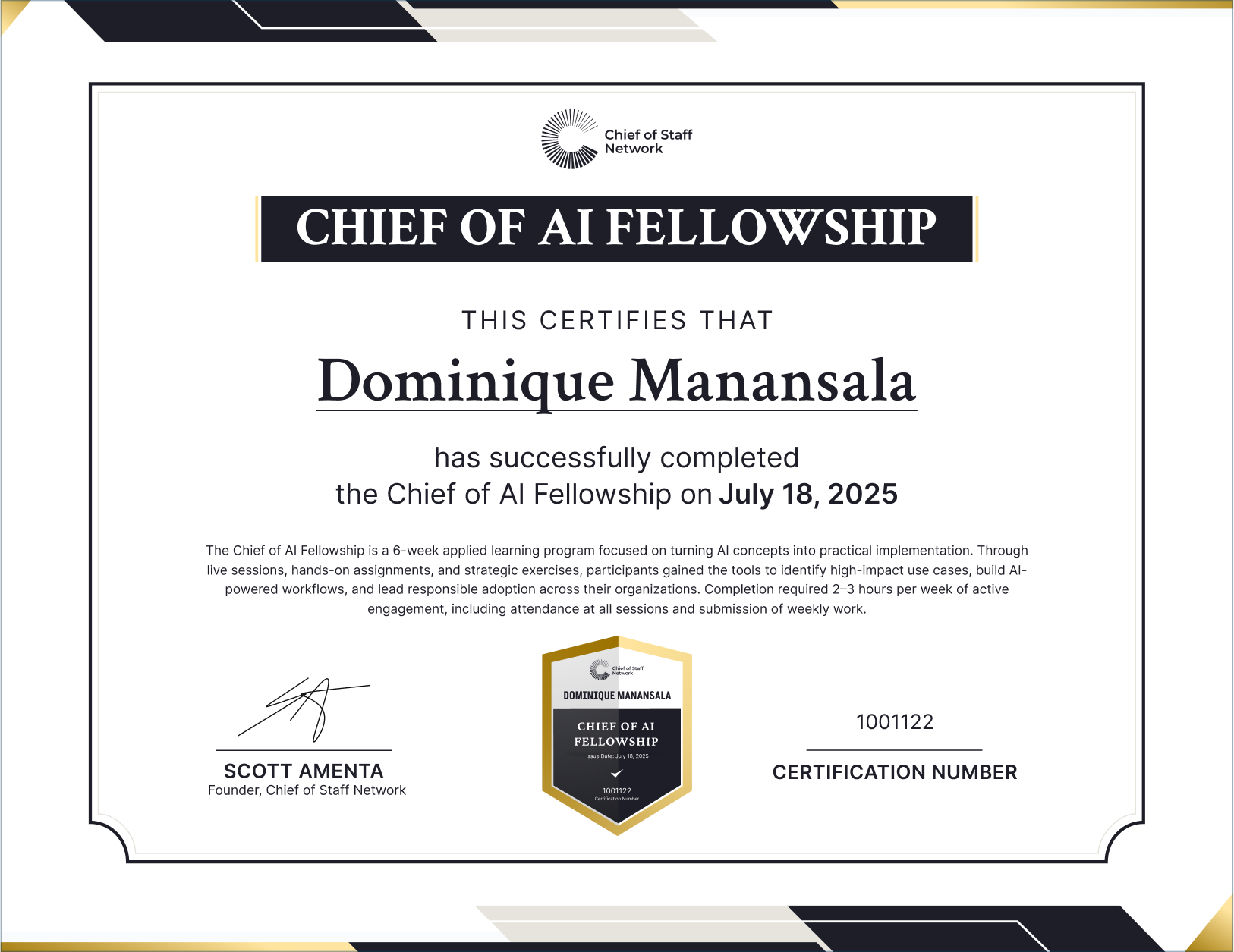 Chief of AI Fellowship (Dominique Manansala)