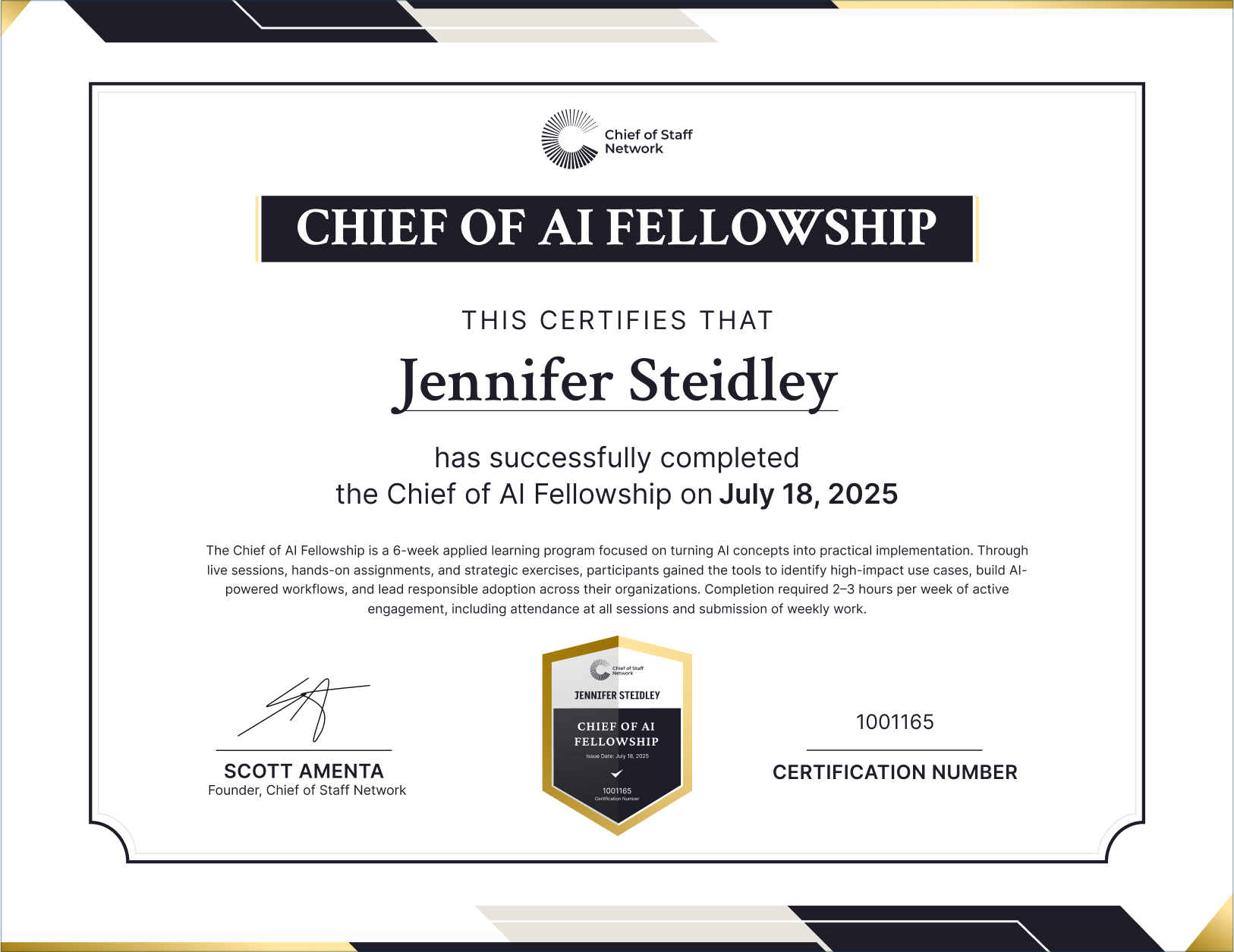 Chief of AI Fellowship (Jennifer Steidley)