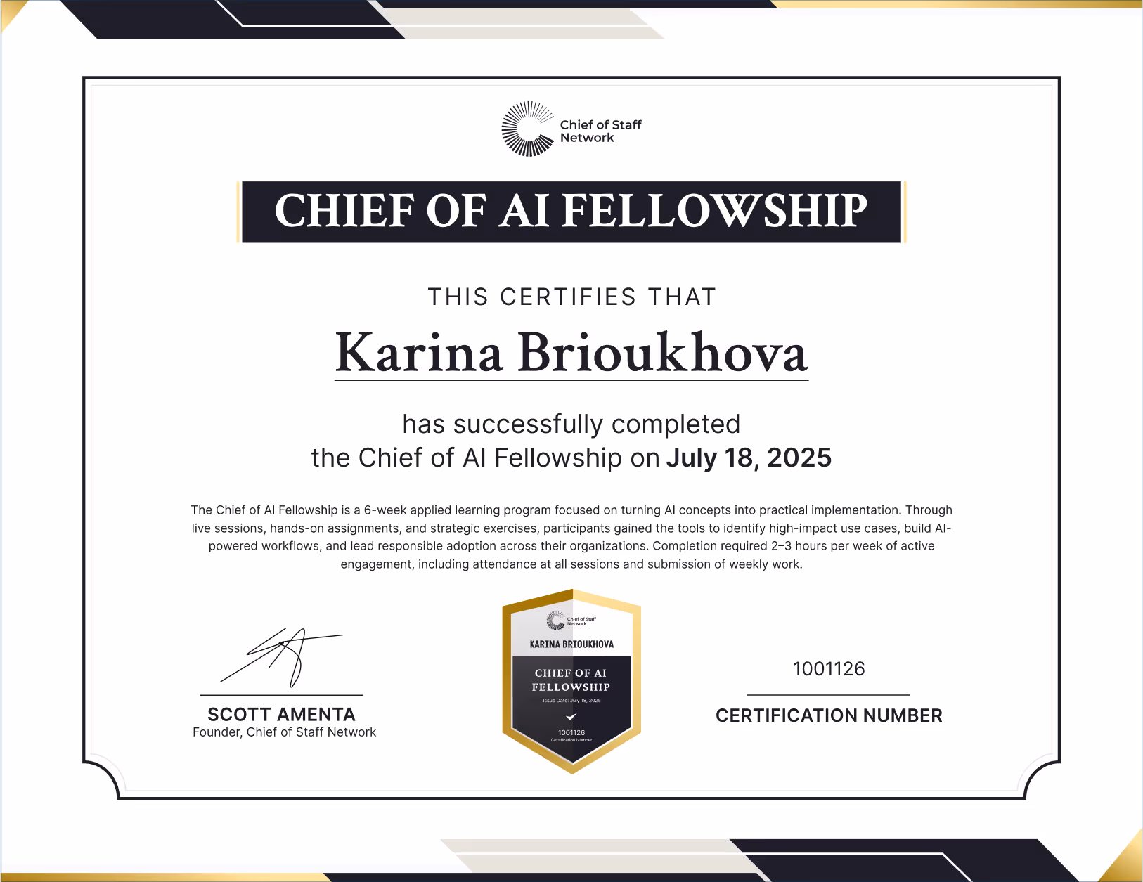 Chief of AI Fellowship (karina brioukhova)