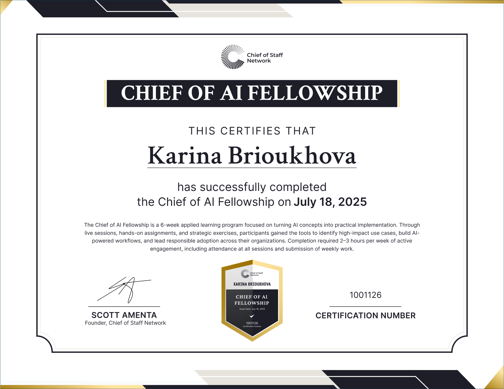 Chief of AI Fellowship (karina brioukhova)