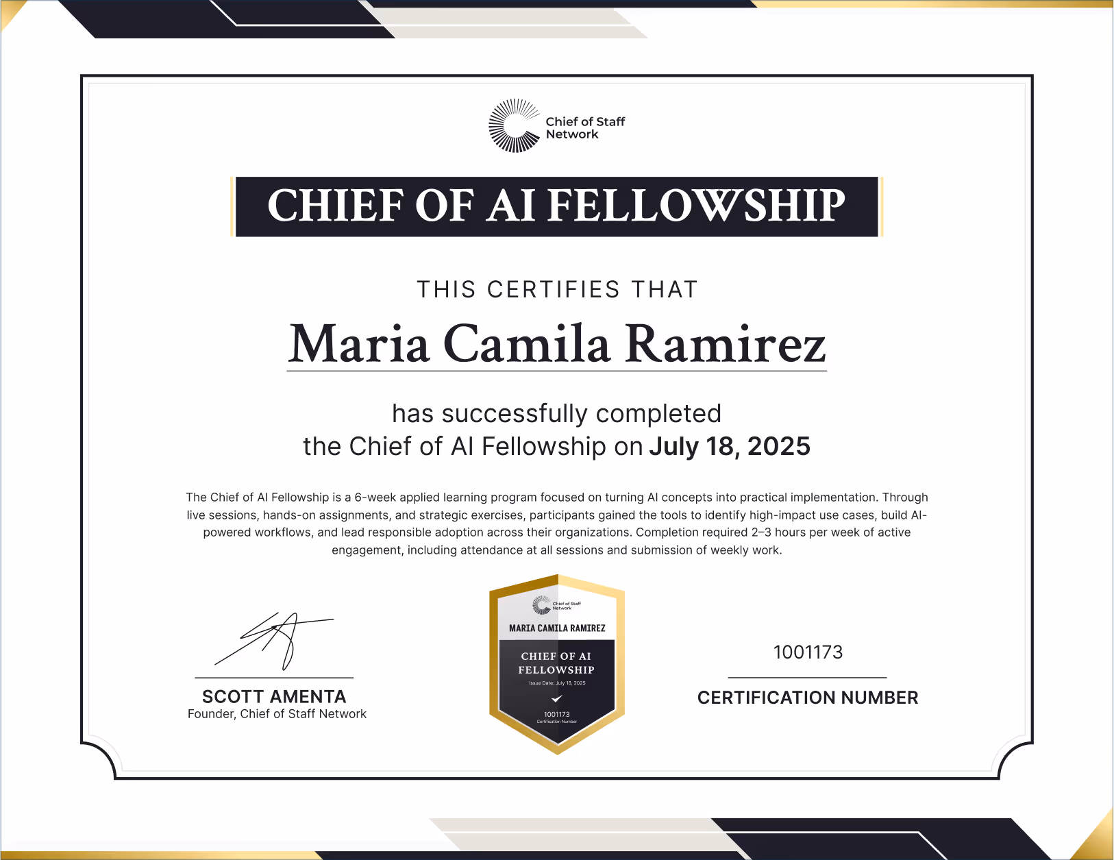 Chief of AI Fellowship (Maria Camila Ramirez)