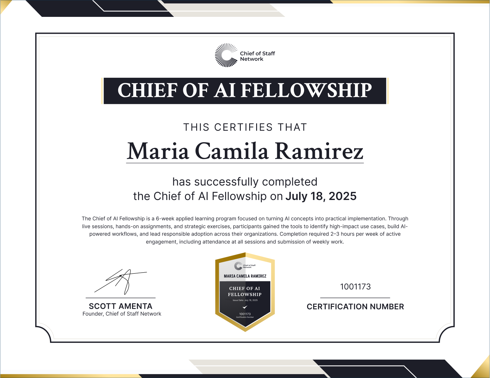 Chief of AI Fellowship (Maria Camila Ramirez)