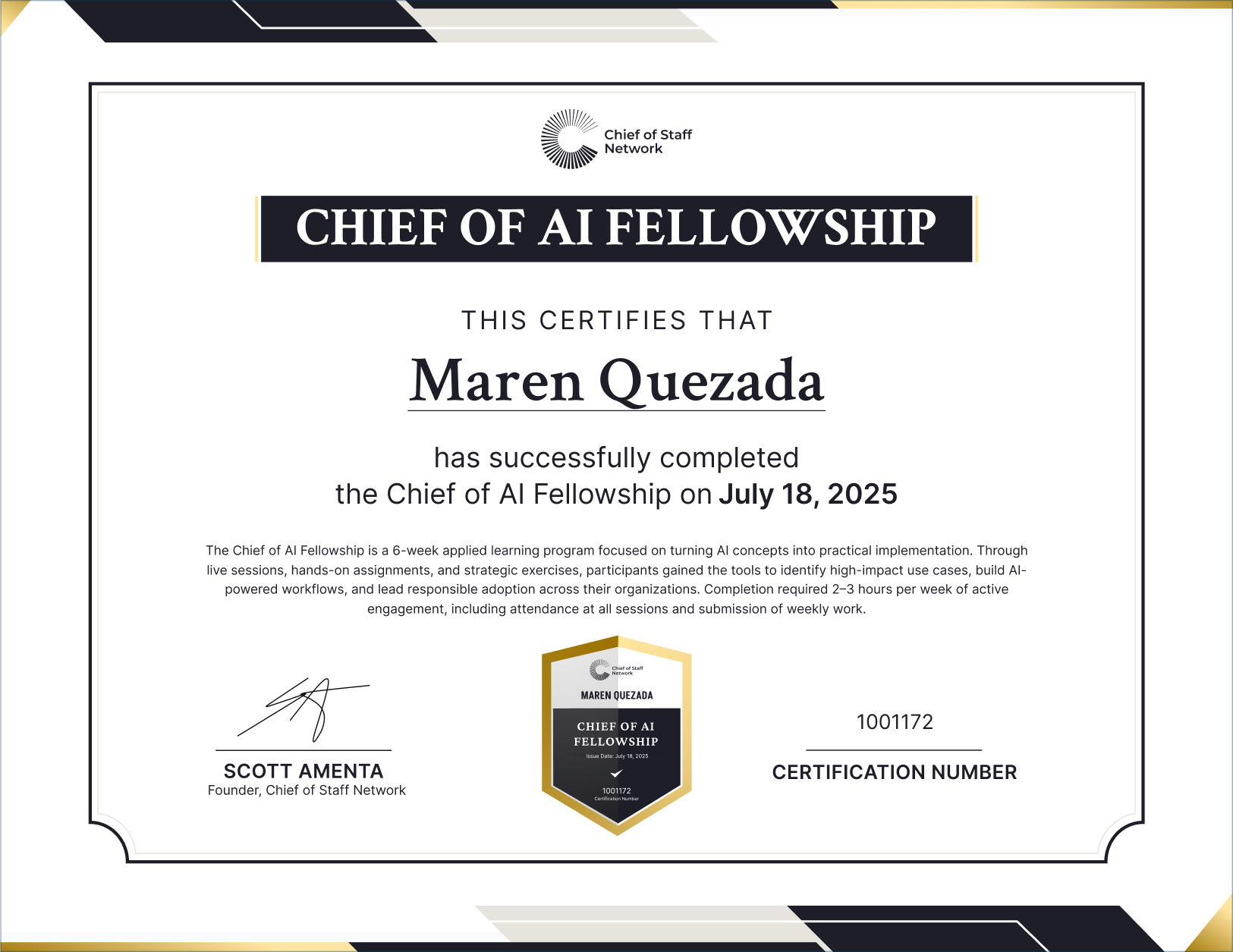 Chief of AI Fellowship (Maren Quezada)