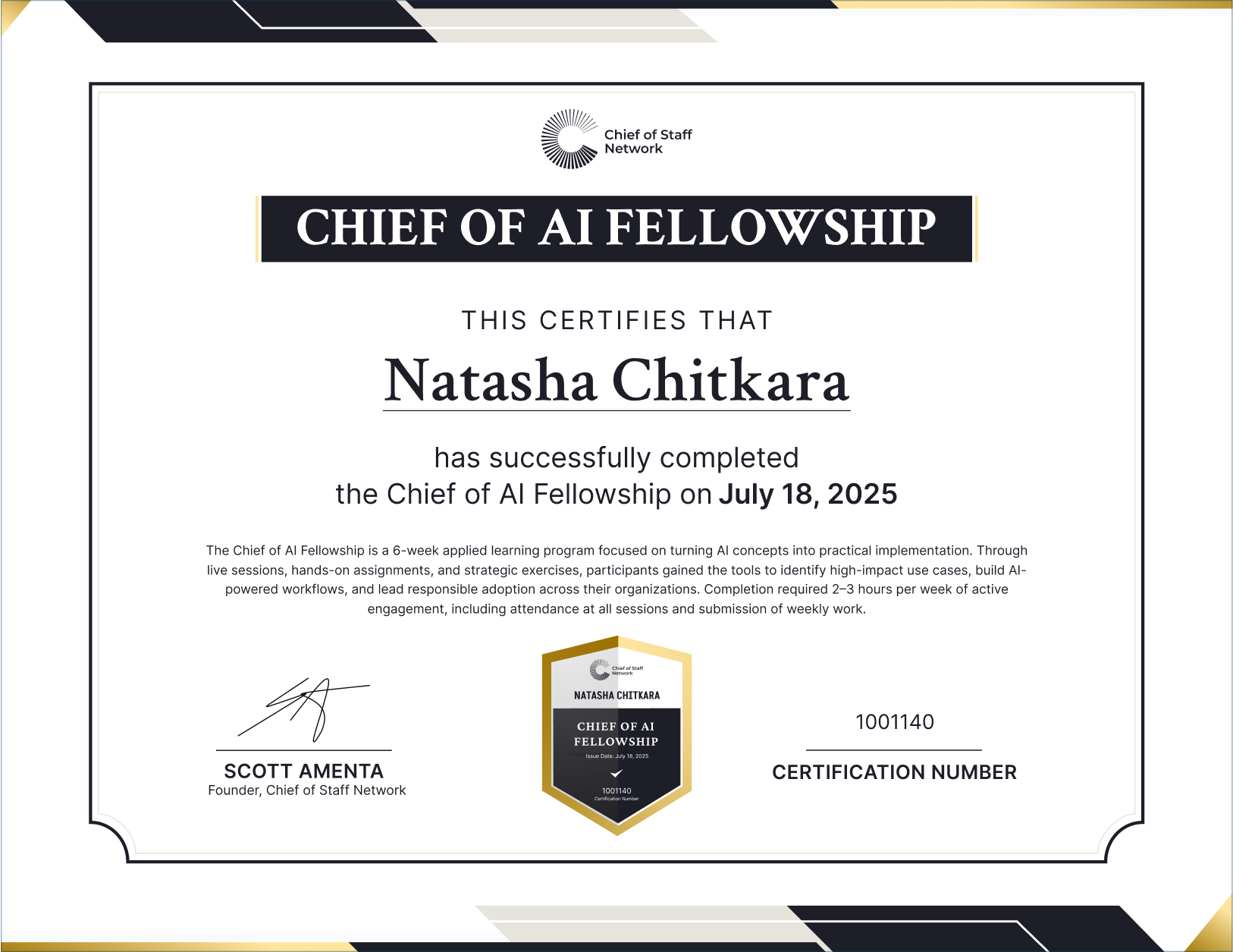 Chief of AI Fellowship (Natasha Chitkara)
