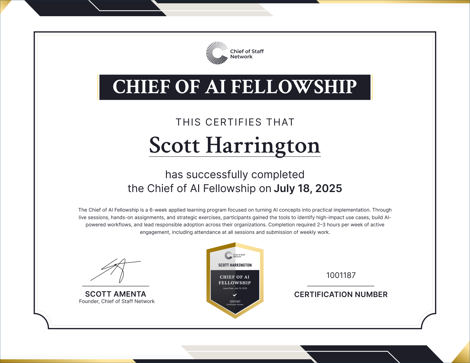 Chief of AI Fellowship (Scott Harrington)