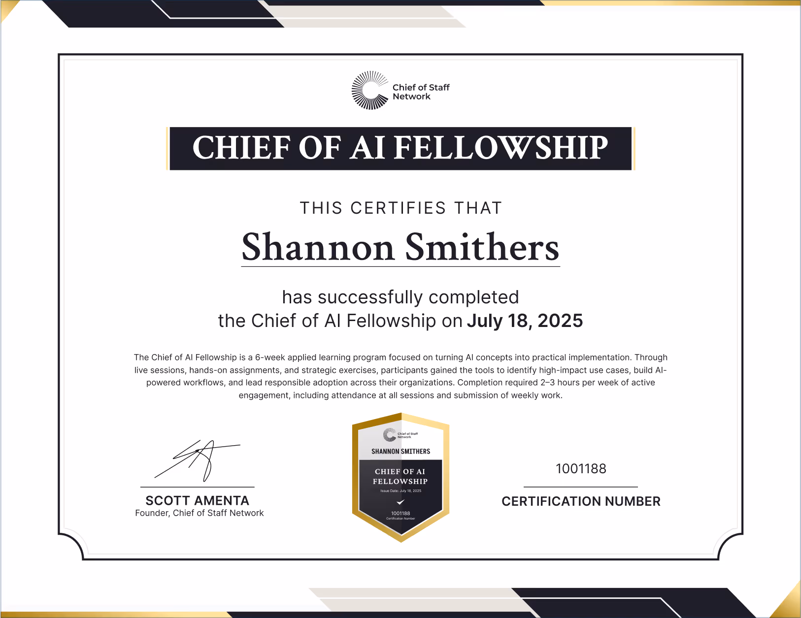 Chief of AI Fellowship (Shannon Smithers)