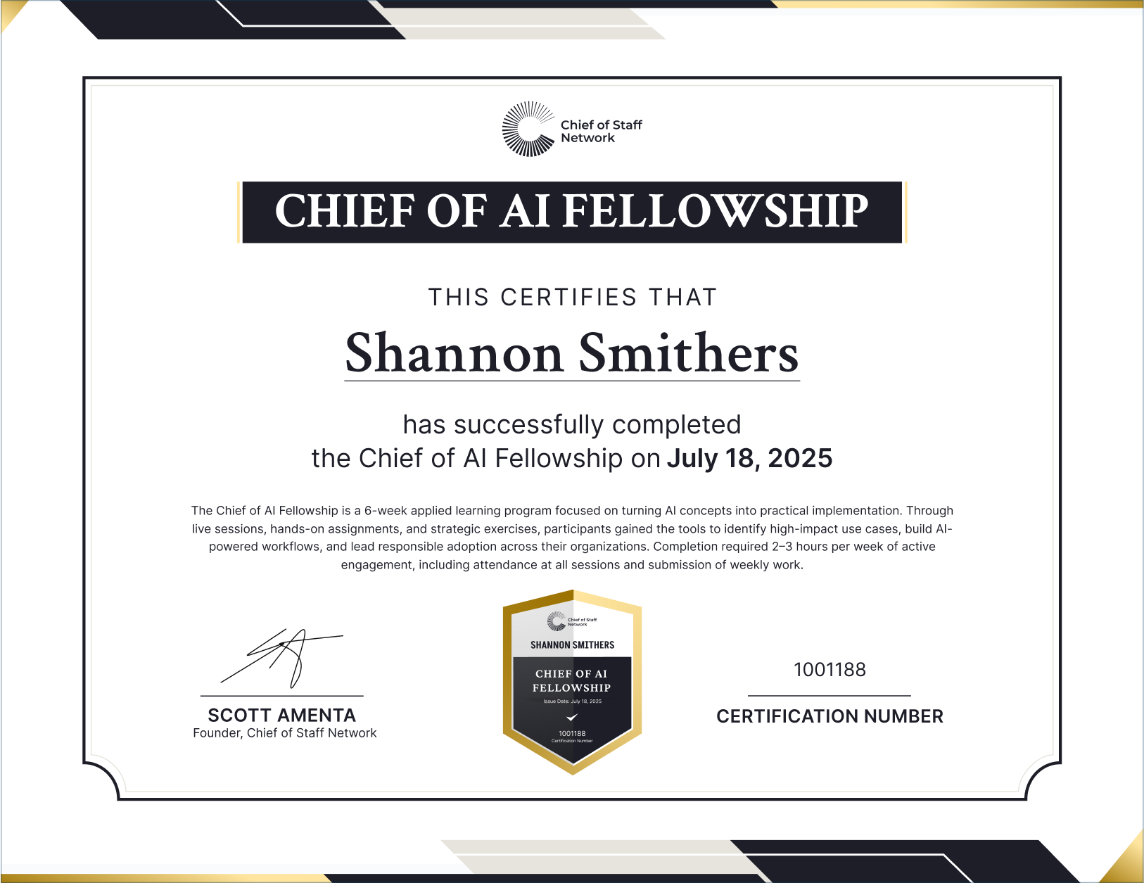 Chief of AI Fellowship (Shannon Smithers)
