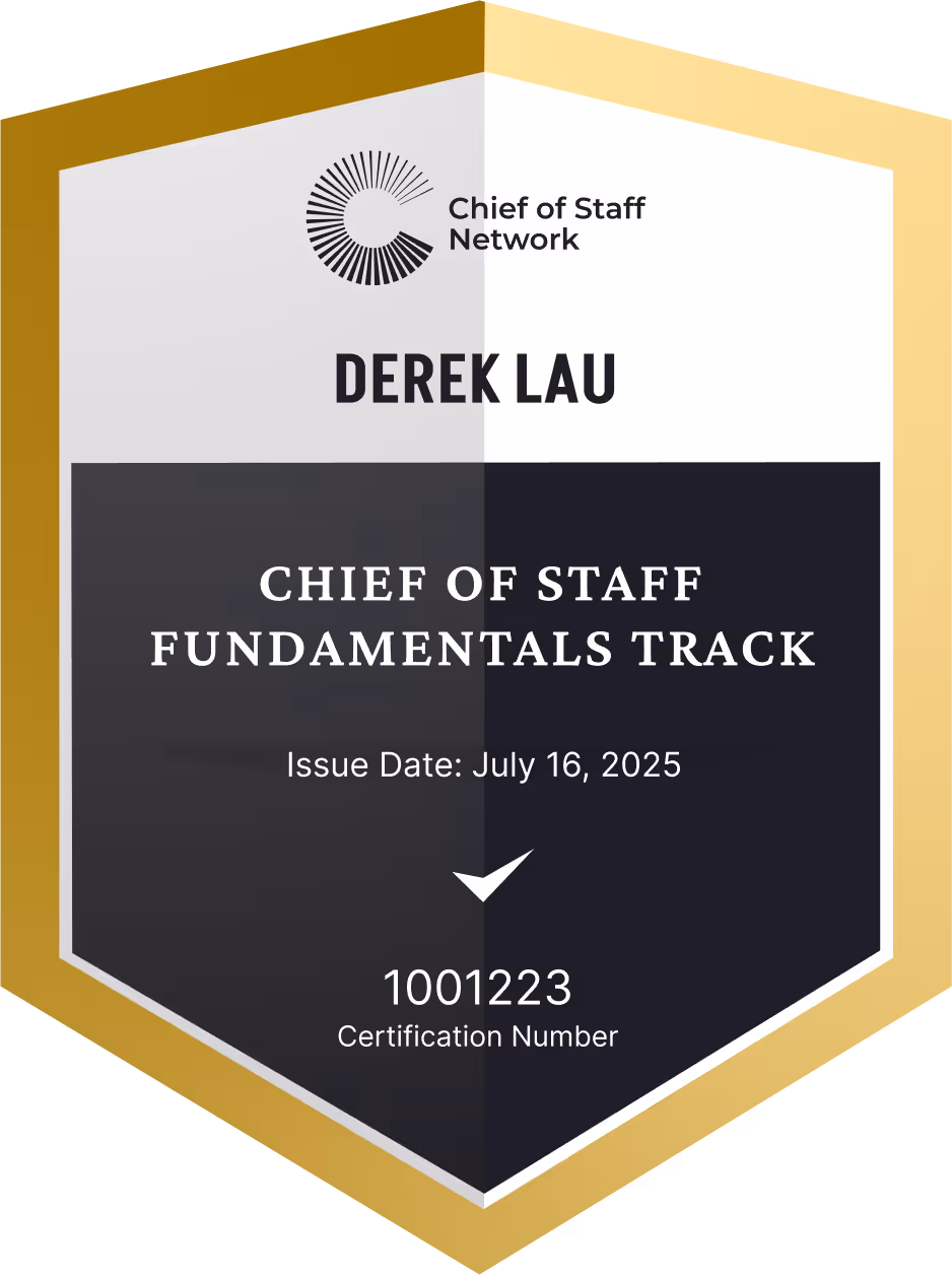 Chief of Staff Fundamentals Track (Derek Lau)