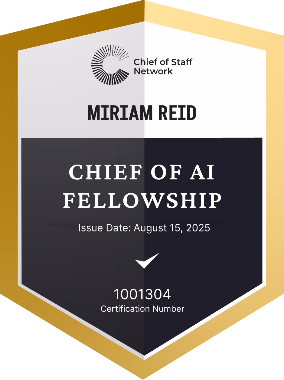 Chief of AI Fellowship (Miriam Reid)