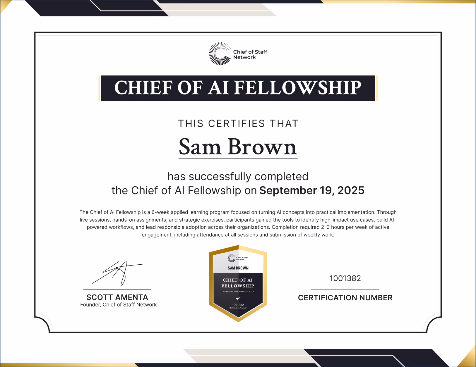 Chief of AI Fellowship (Sam Brown)