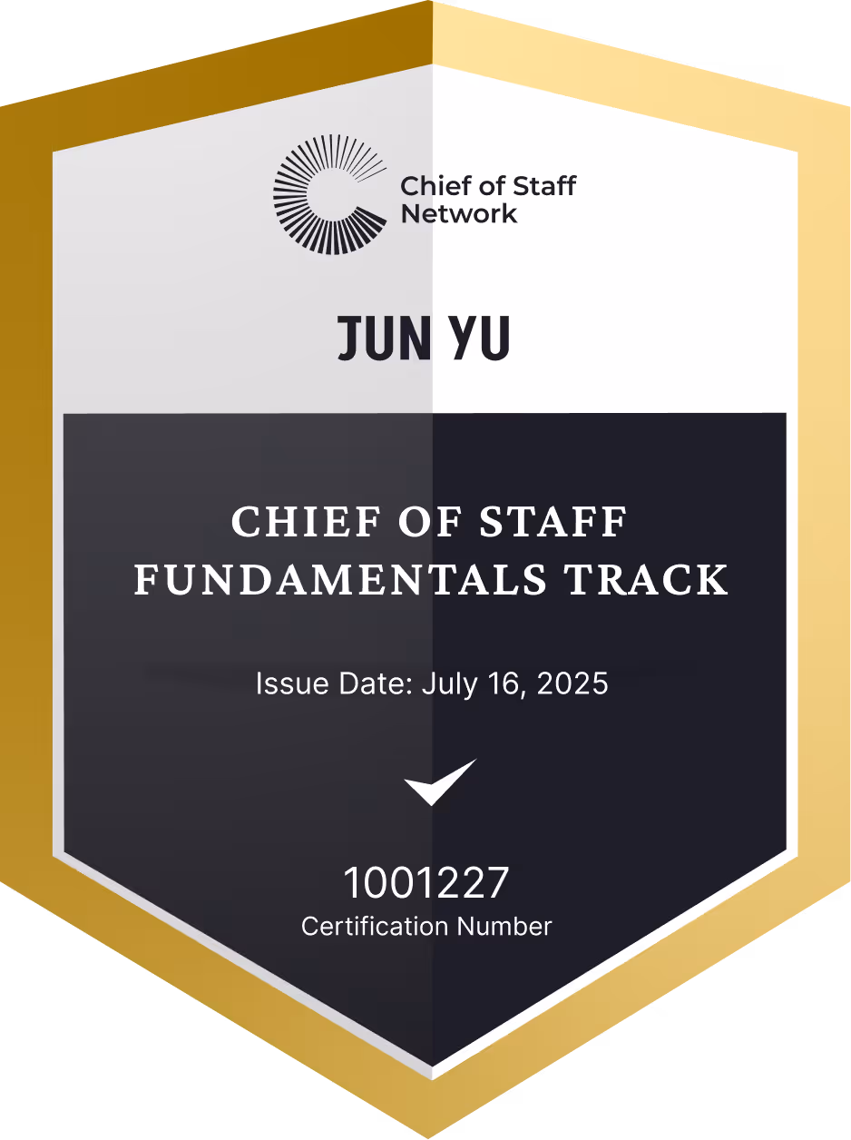 Chief of Staff Fundamentals Track (Jun Yu)