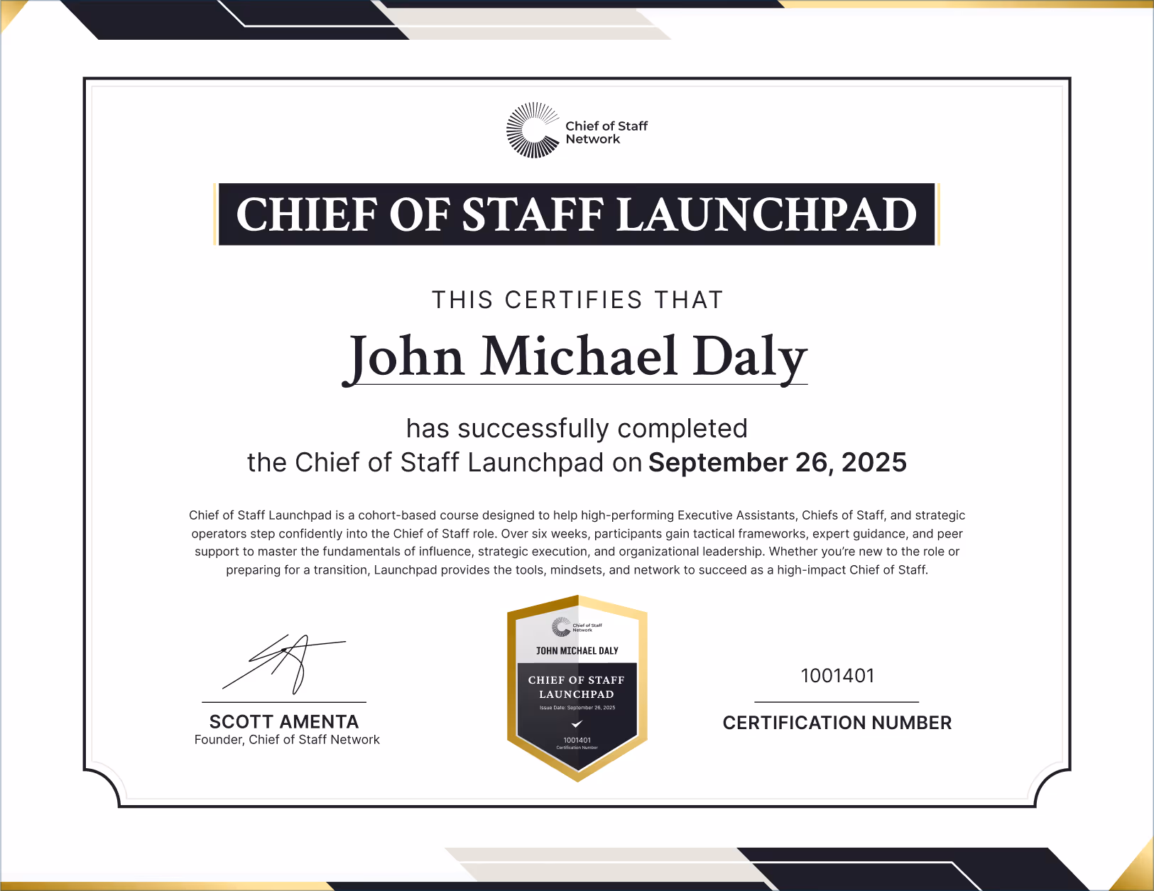 Chief of Staff Launchpad (John Michael Daly)