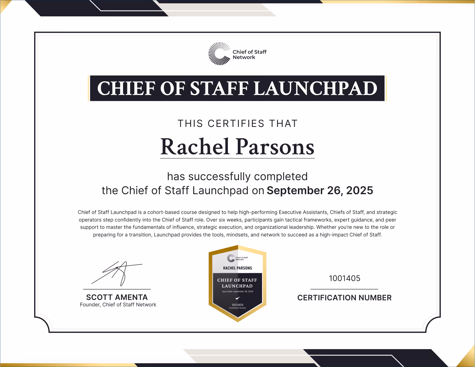 Chief of Staff Launchpad (Rachel Parsons)