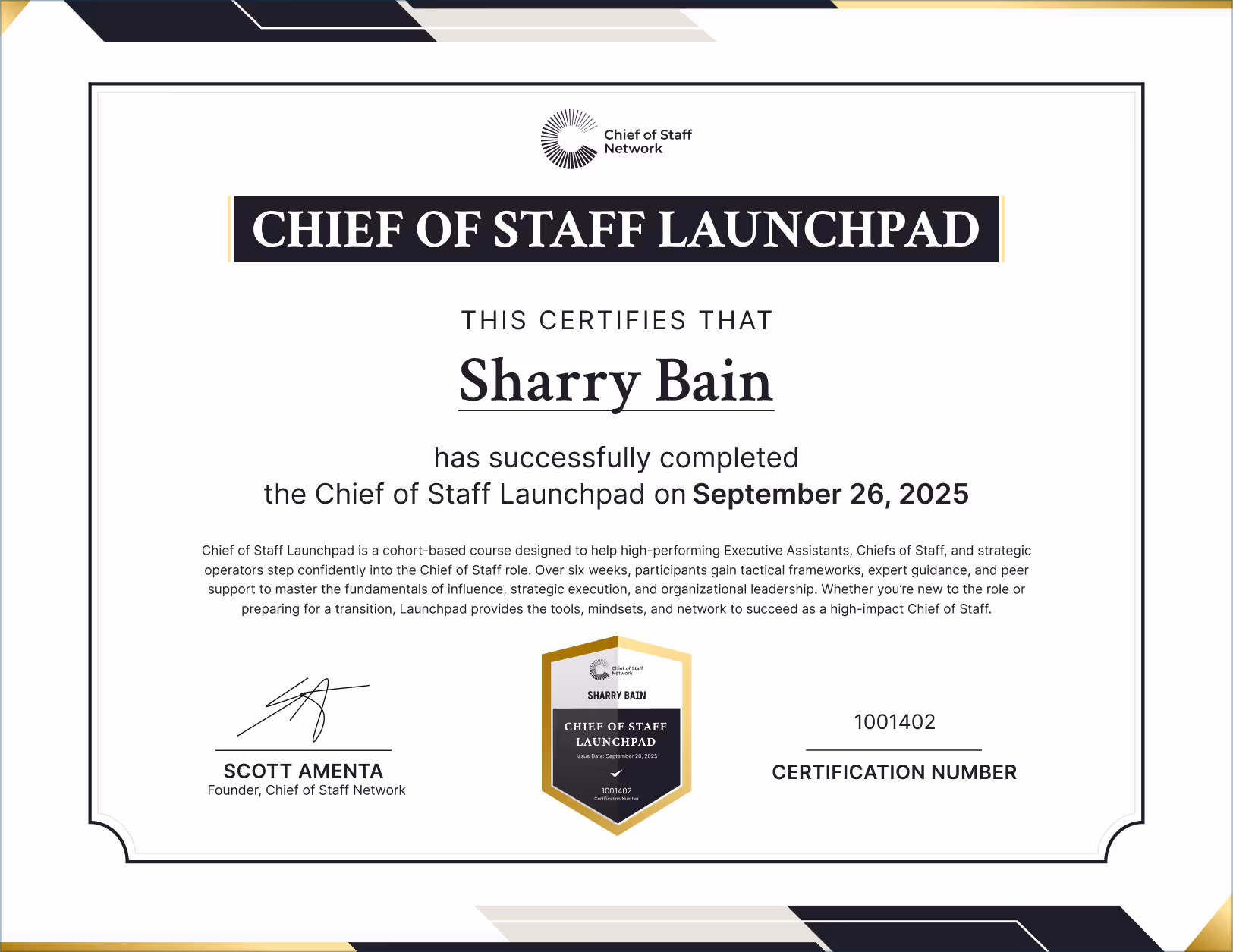 Chief of Staff Launchpad (Sharry Bain)