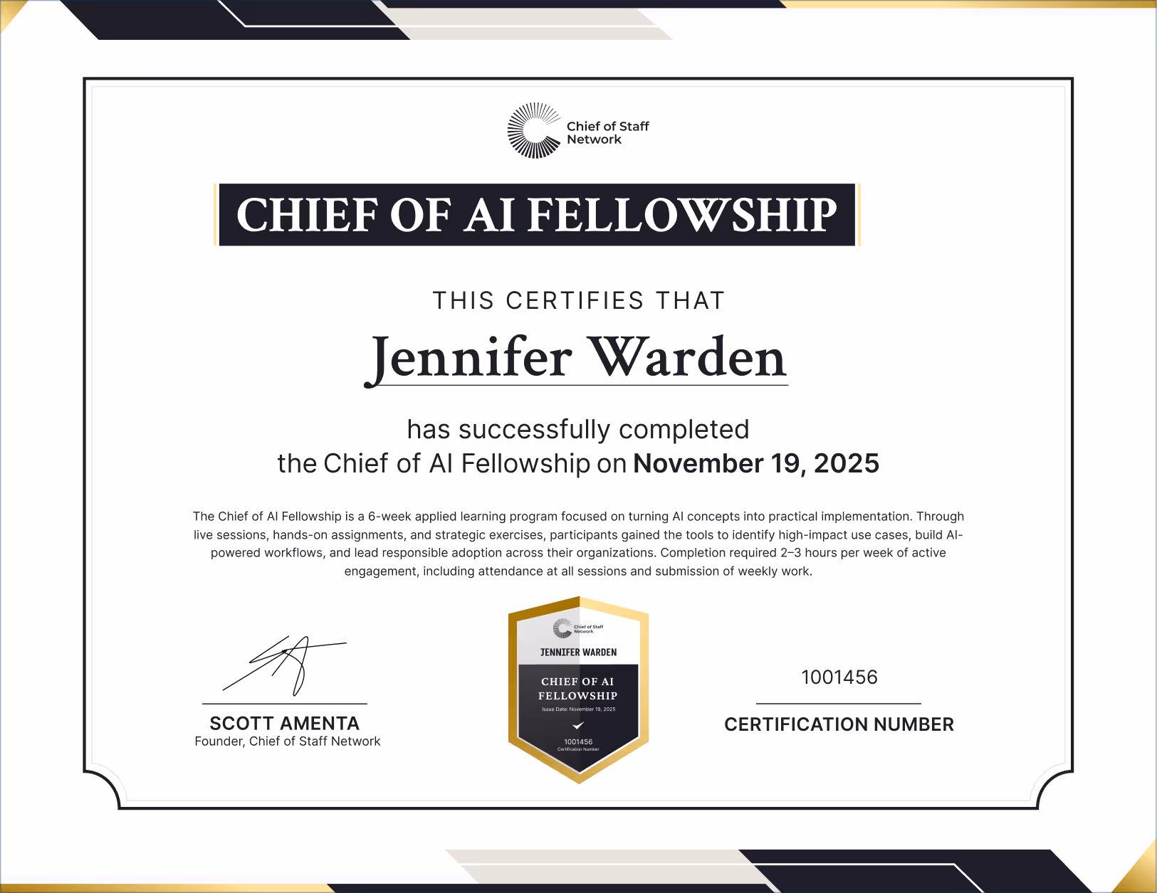 Chief of AI Fellowship (Jennifer Warden)