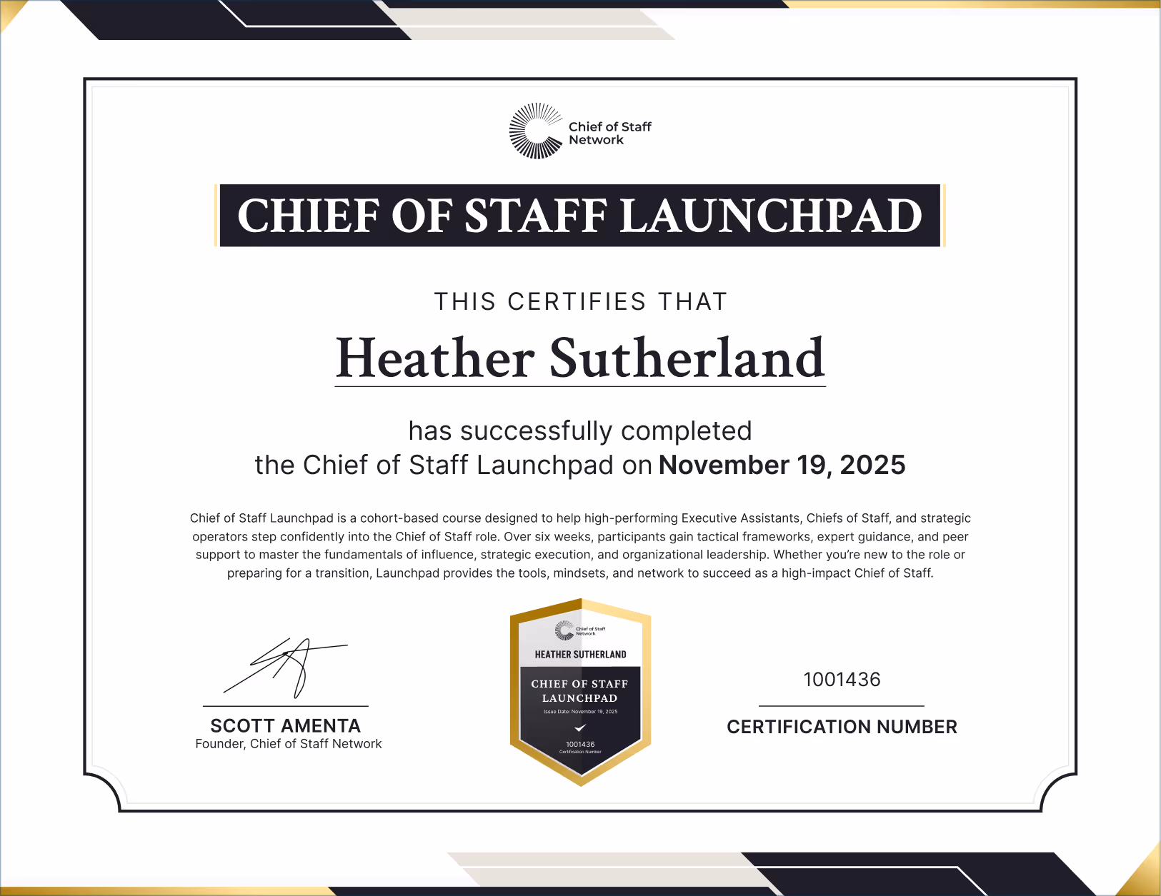 Chief of Staff Launchpad (Heather Sutherland)