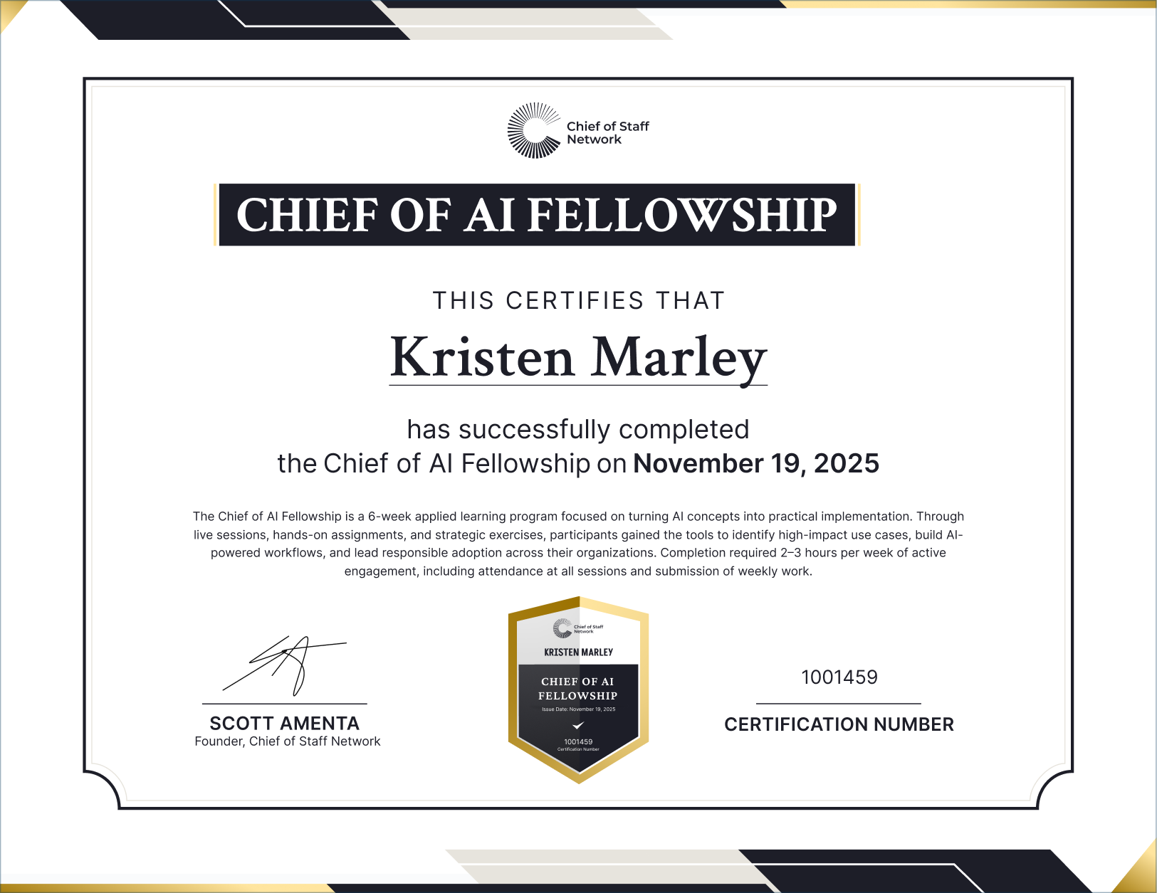 Chief of AI Fellowship (Kristen Marley)