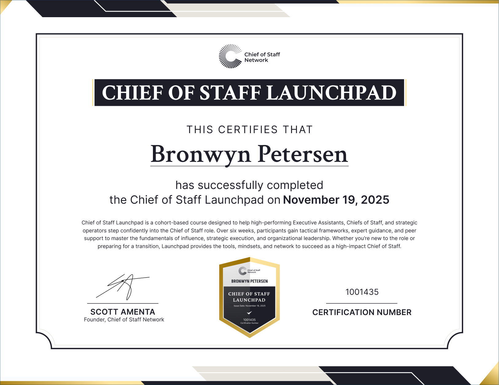 Chief of Staff Launchpad (Bronwyn Petersen)