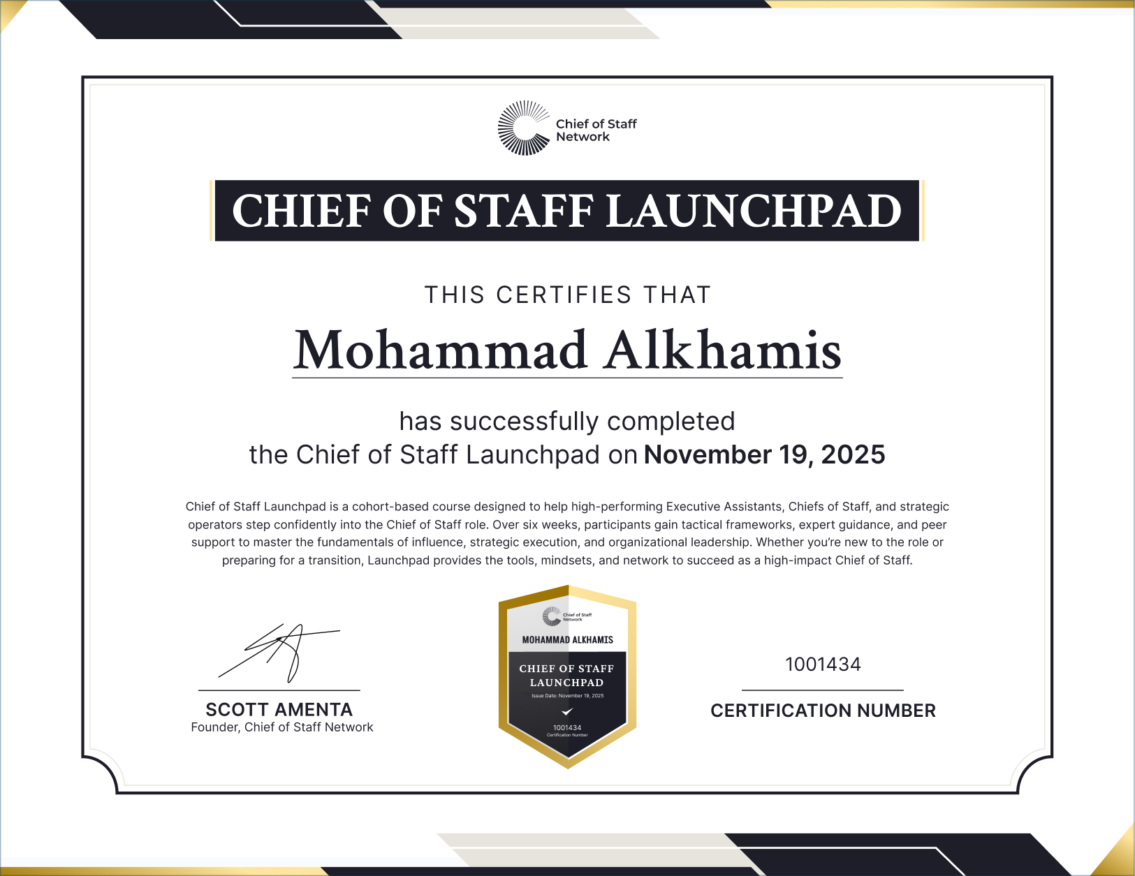 Chief of Staff Launchpad (Mohammad Alkhamis)