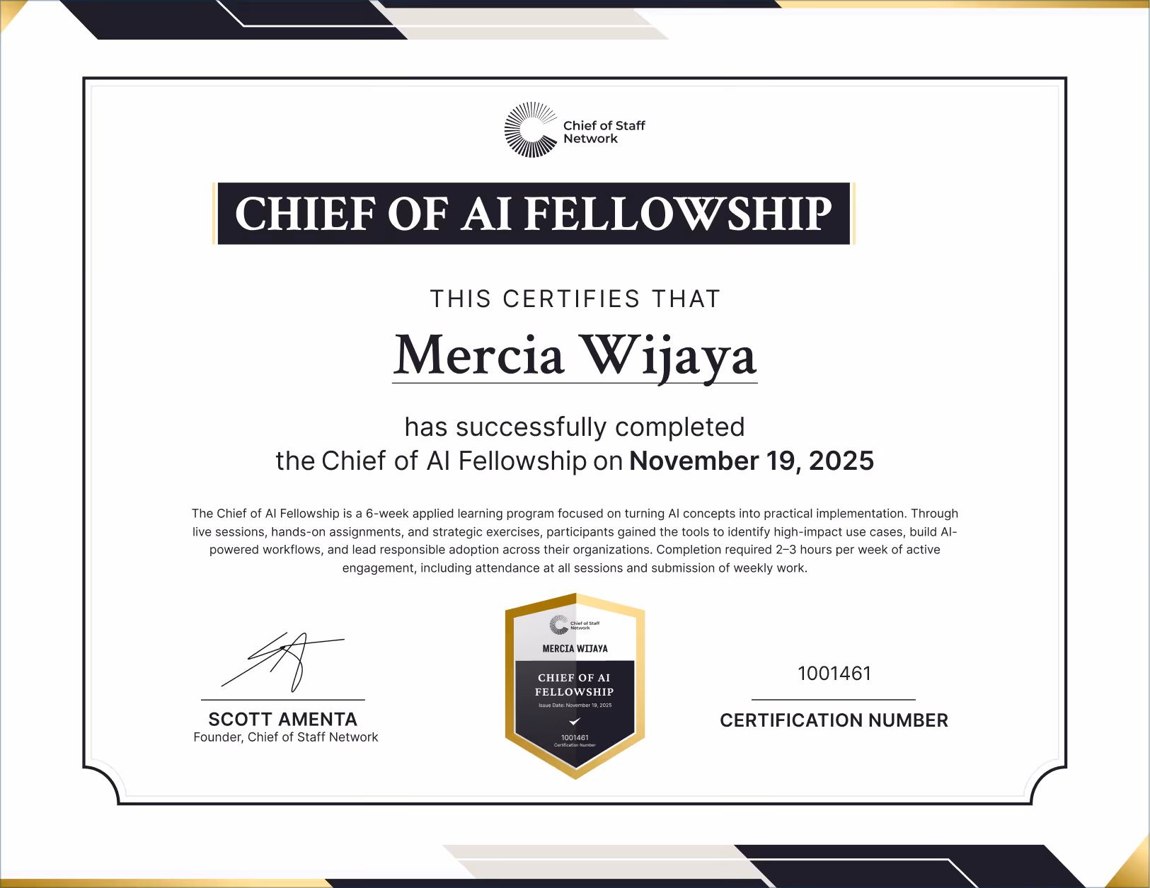 Chief of AI Fellowship (Mercia Wijaya)