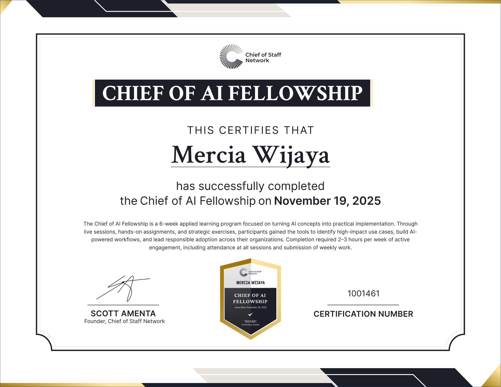 Chief of AI Fellowship (Mercia Wijaya)