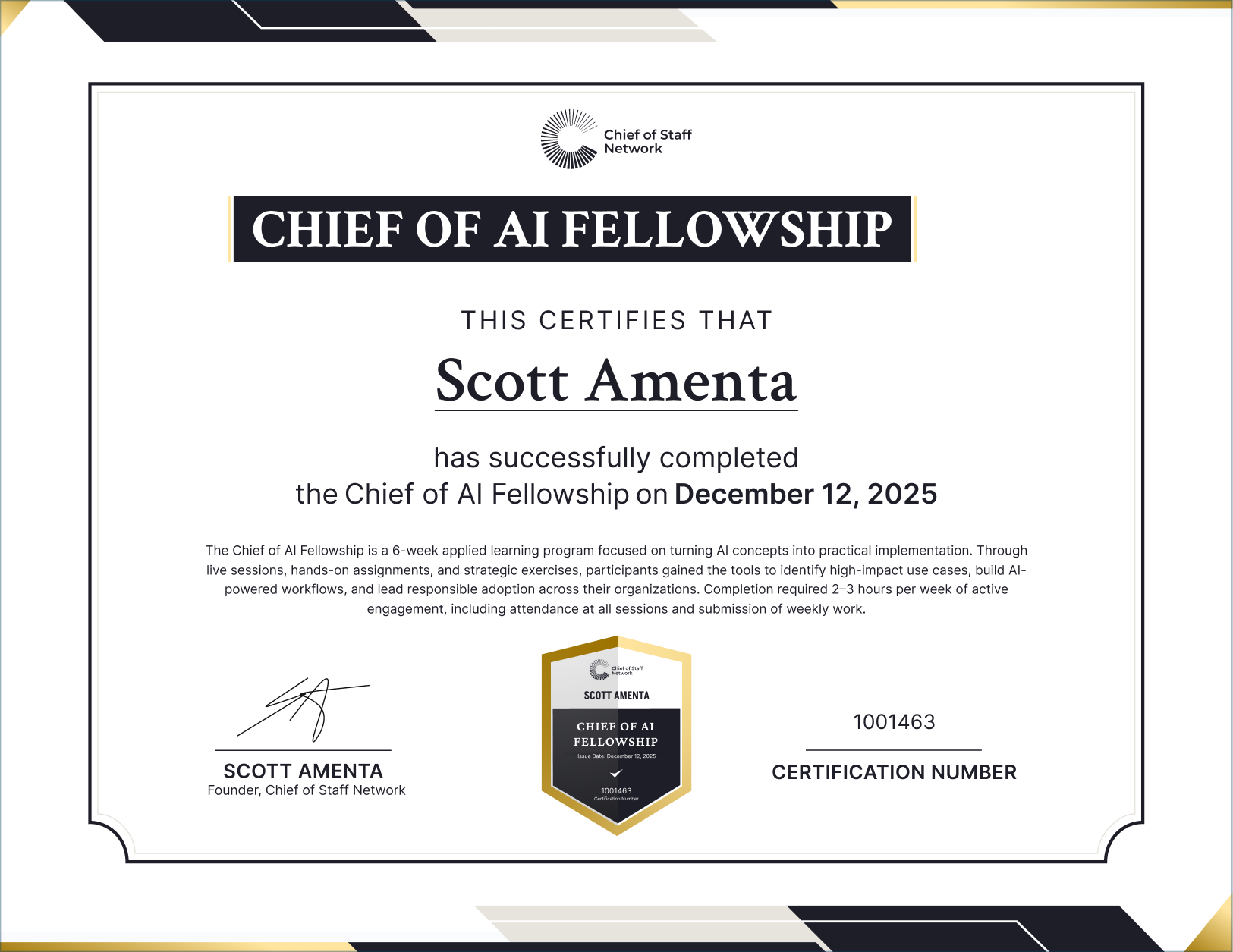Chief of AI Fellowship (Scott Amenta)