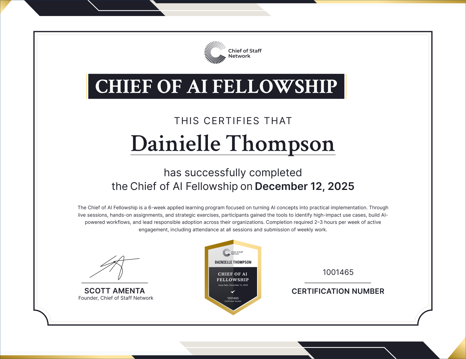 Chief of AI Fellowship (Dainielle Thompson)