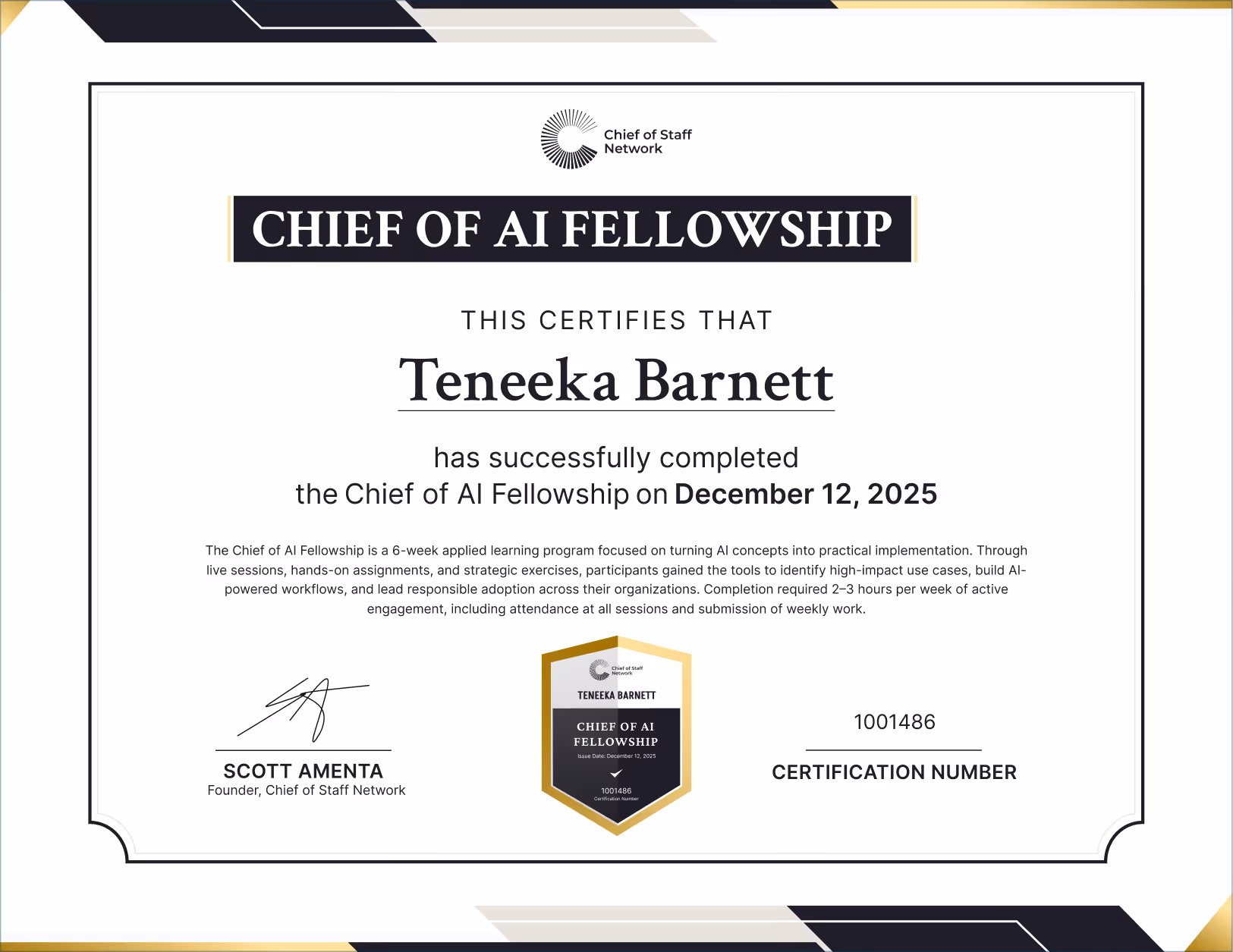 Chief of AI Fellowship (Teneeka Barnett)