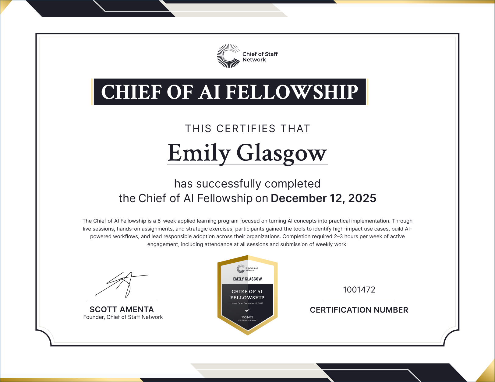 Chief of AI Fellowship (Emily Glasgow)
