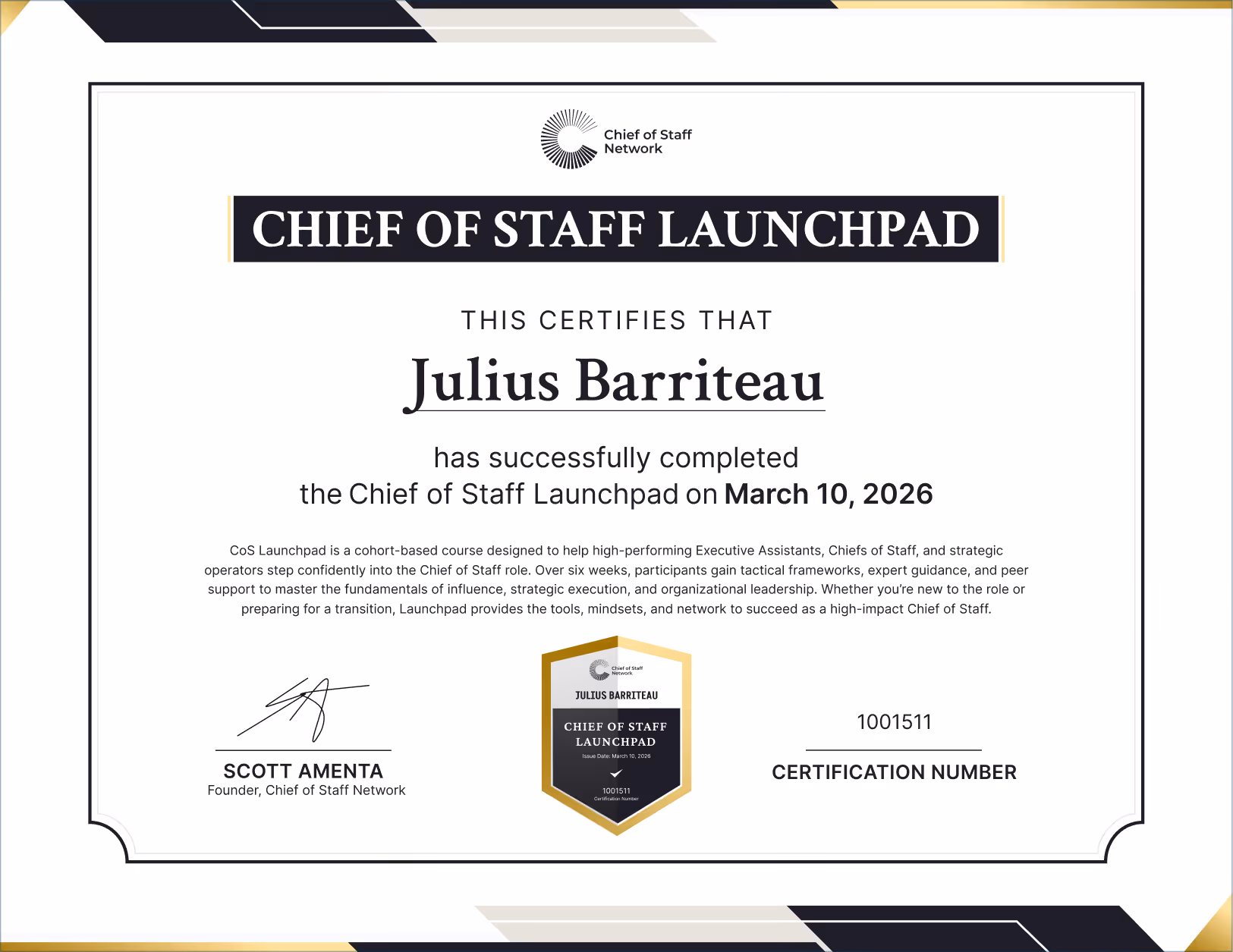 Chief of Staff Launchpad (Julius Barriteau)