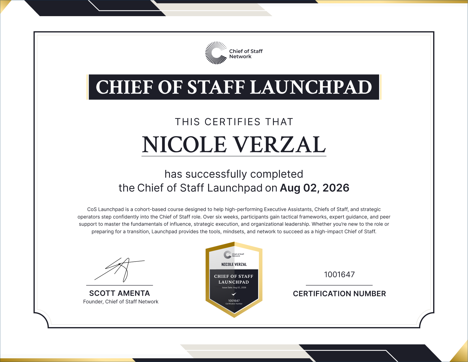 Chief of Staff Launchpad (Nicole Verzal)